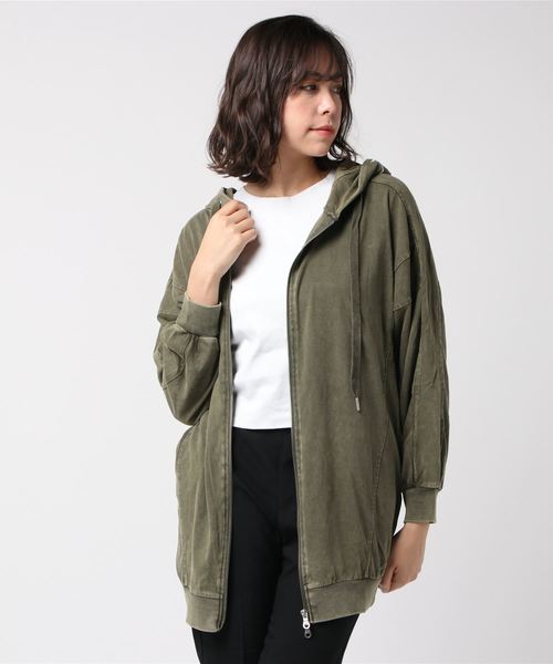 GGD（ジージーディー）の「Roger&Raw/ピグメントパーカーZIP C/D（パーカー・レディース・ホワイト/ライトグレー/ブラック/カーキ・M）」の13枚目の写真