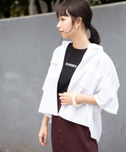 LOWRYS FARM(ローリーズファーム)の「ショートCPOシャツ 841006(シャツ/ブラウス・レディース・ブラック/オフホワイト/ブラウン/ベージュ・FREE)」の16枚目の写真