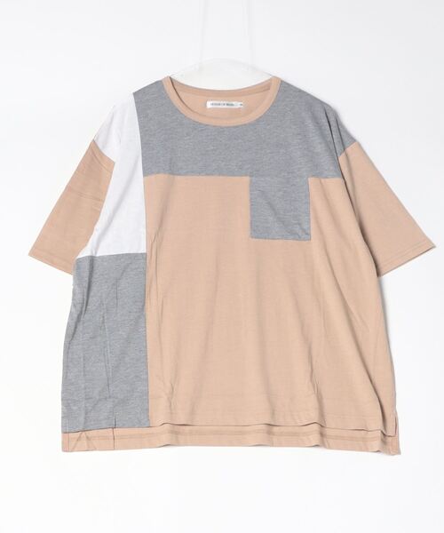House of Blues(ハウスオブブルース)の「HOUSE OF BLUES /シルケット風天竺ブロック切替TEE(Tシャツ/カットソー・メンズ・ホワイト/ベージュ/ネイビー・MEDIUM/LARGE)」の1枚目の写真