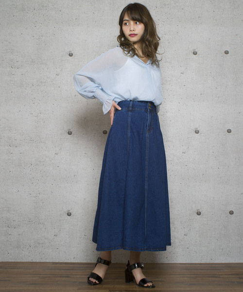 Jewelobe（ジュエローブ）の「デニムゴアードスカート（スカート