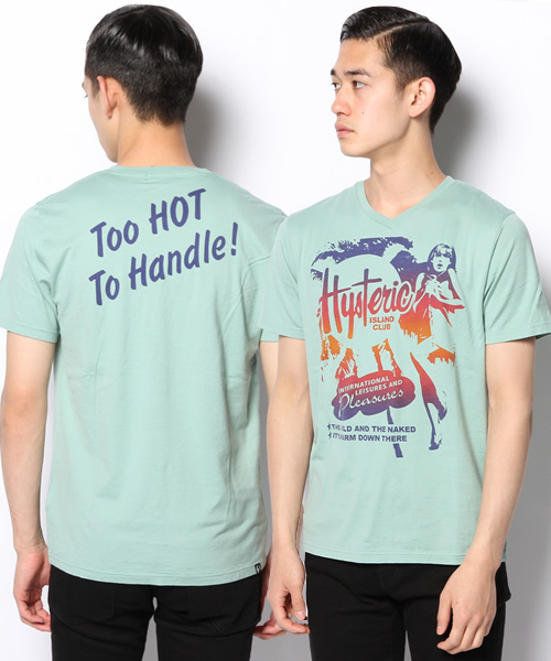 HYSTERIC GLAMOUR（ヒステリックグラマー）の「TROPICAL ENERGY pt VネックT-SH（Tシャツ/カットソー・メンズ・ホワイト/グリーン/トップグレー・LARGE/SMALL/MEDIUM）」の3枚目の写真