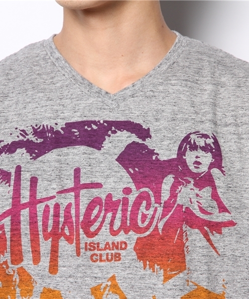 HYSTERIC GLAMOUR（ヒステリックグラマー）の「TROPICAL ENERGY pt VネックT-SH（Tシャツ/カットソー・メンズ・ホワイト/グリーン/トップグレー・LARGE/SMALL/MEDIUM）」の7枚目の写真
