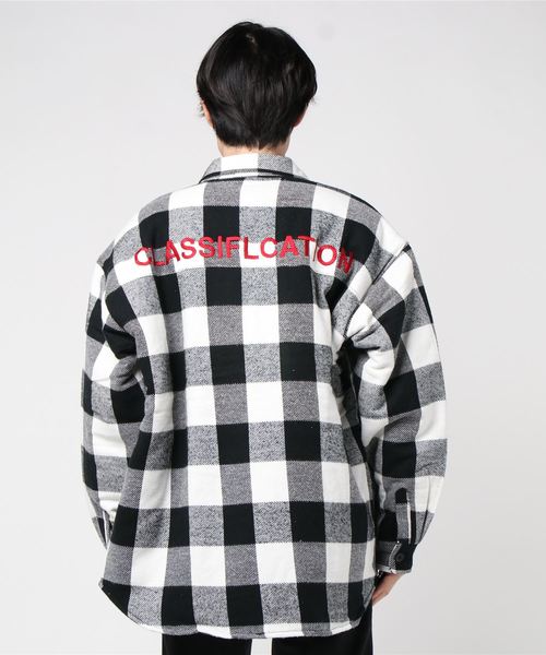 WEGO（ウィゴー）の「WEGO/チェックビッグシルエットCPOシャツジャケット（シャツ/ブラウス・メンズ・ホワイト系その他2/レッド系その他2・MEDIUM/LARGE）」の5枚目の写真