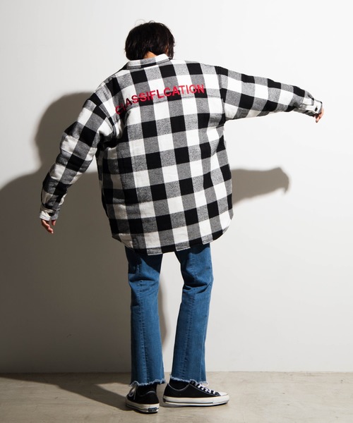 WEGO（ウィゴー）の「WEGO/チェックビッグシルエットCPOシャツジャケット（シャツ/ブラウス・メンズ・ホワイト系その他2/レッド系その他2・MEDIUM/LARGE）」の10枚目の写真