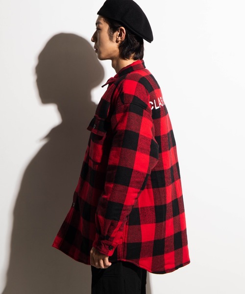 WEGO（ウィゴー）の「WEGO/チェックビッグシルエットCPOシャツジャケット（シャツ/ブラウス・メンズ・ホワイト系その他2/レッド系その他2・MEDIUM/LARGE）」の14枚目の写真