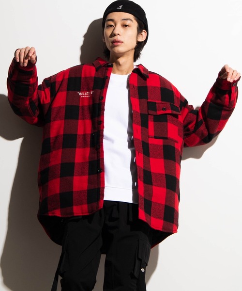 WEGO（ウィゴー）の「WEGO/チェックビッグシルエットCPOシャツジャケット（シャツ/ブラウス・メンズ・ホワイト系その他2/レッド系その他2・MEDIUM/LARGE）」の19枚目の写真