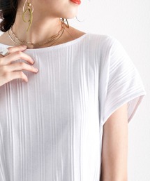 classicalelf（クラシカルエルフ）の「さらり柔らか。ランダムリブフレンチボートネック半袖Tシャツ（Tシャツ/カットソー）」