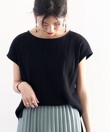 classicalelf | さらり、綿100%。ランダムリブフレンチボートネック半袖Tシャツ(Tシャツ/カットソー)