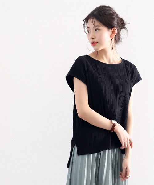 classicalelf(クラシカルエルフ)の「さらり柔らか。ランダムリブフレンチボートネック半袖Tシャツ(Tシャツ/カットソー・レディース・ホワイト/ブラック/ベージュ/ブラウン/チャコール/グレイッシュベージュ・MEDIUM/LARGE/X-LARGE/XX-LARGE/SMALL)」の21枚目の写真