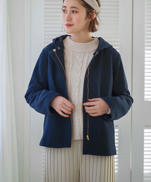 GeeRA(ジーラ)の「ショート丈バックタック2WAYコート(その他アウター・レディース・ネイビー/ベージュ・LARGE/X-LARGE/MEDIUM)」の2枚目の写真