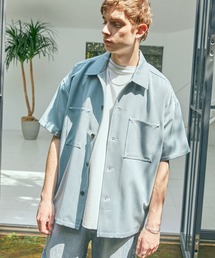 TRストレッチ ビッグステッチ オーバーボックス レギュラカラーシャツ CPO シャツ 1/2 sleeve EMMA CLOTHES