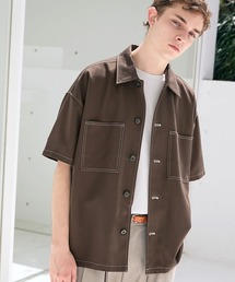 EMMA CLOTHES | TRストレッチ ビッグステッチ オーバーボックス CPO シャツ 1/2 sleeve(EMMA CLOTHES)(シャツ/ブラウス)