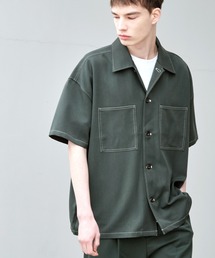 TRストレッチ ビッグステッチ オーバーボックス レギュラカラーシャツ CPO シャツ 1/2 sleeve EMMA CLOTHES