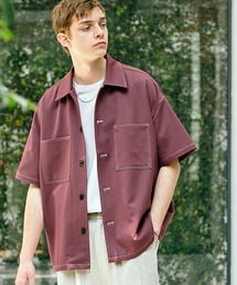 TRストレッチ ビッグステッチ オーバーボックス レギュラカラーシャツ CPO シャツ 1/2 sleeve EMMA CLOTHES