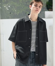 EMMA CLOTHES | TRストレッチ ビッグステッチ オーバーボックス CPO シャツ 1/2 sleeve(EMMA CLOTHES)(シャツ/ブラウス)
