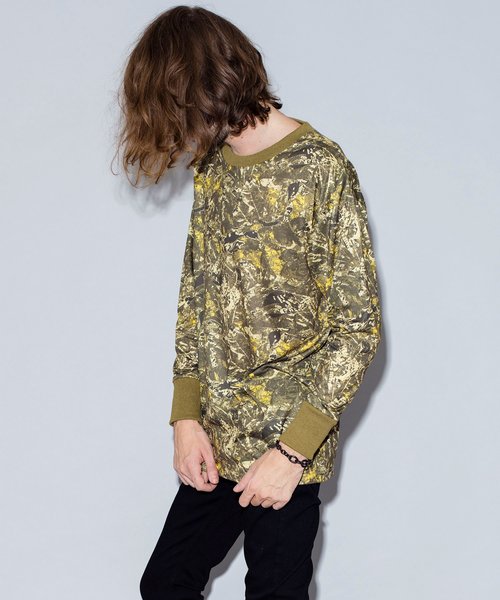 NO ID.（ノーアイディ）の「カモフラルーズロンT（Tシャツ/カットソー・メンズ・ブラック/イエロー/ワイン・1/2）」の11枚目の写真