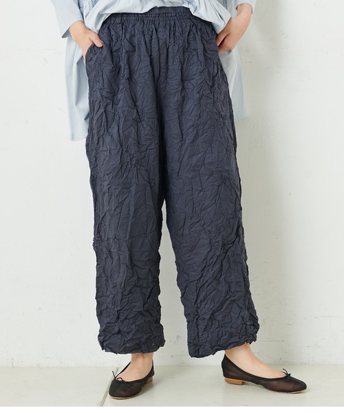 PUAL CE CIN(ピュアルセシン)の「ボイルクリンクルパンツ(その他パンツ・レディース・グリーン/ネイビー/ホワイト/ブラック/グレイッシュベージュ・FREE)」の5枚目の写真