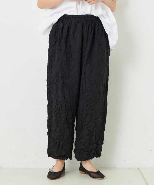 PUAL CE CIN(ピュアルセシン)の「ボイルクリンクルパンツ(その他パンツ・レディース・グリーン/ネイビー/ホワイト/ブラック/グレイッシュベージュ・FREE)」の3枚目の写真