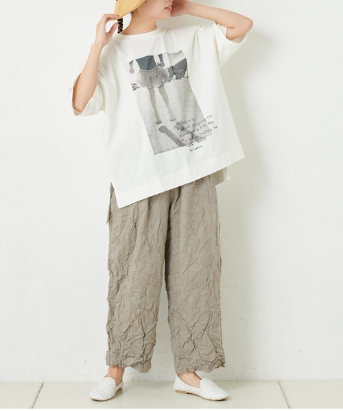 PUAL CE CIN(ピュアルセシン)の「ボイルクリンクルパンツ(その他パンツ・レディース・グリーン/ネイビー/ホワイト/ブラック/グレイッシュベージュ・FREE)」の7枚目の写真