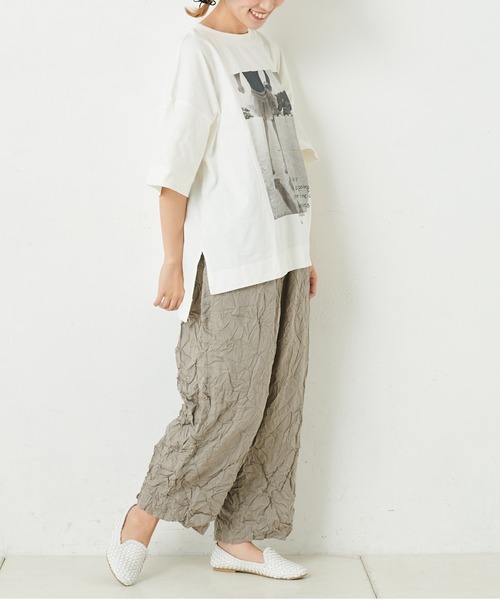 PUAL CE CIN(ピュアルセシン)の「ボイルクリンクルパンツ(その他パンツ・レディース・グリーン/ネイビー/ホワイト/ブラック/グレイッシュベージュ・FREE)」の20枚目の写真