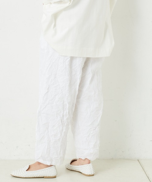 PUAL CE CIN(ピュアルセシン)の「ボイルクリンクルパンツ(その他パンツ・レディース・グリーン/ネイビー/ホワイト/ブラック/グレイッシュベージュ・FREE)」の8枚目の写真