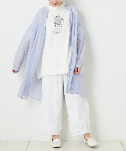 PUAL CE CIN(ピュアルセシン)の「ボイルクリンクルパンツ(その他パンツ・レディース・グリーン/ネイビー/ホワイト/ブラック/グレイッシュベージュ・FREE)」の21枚目の写真