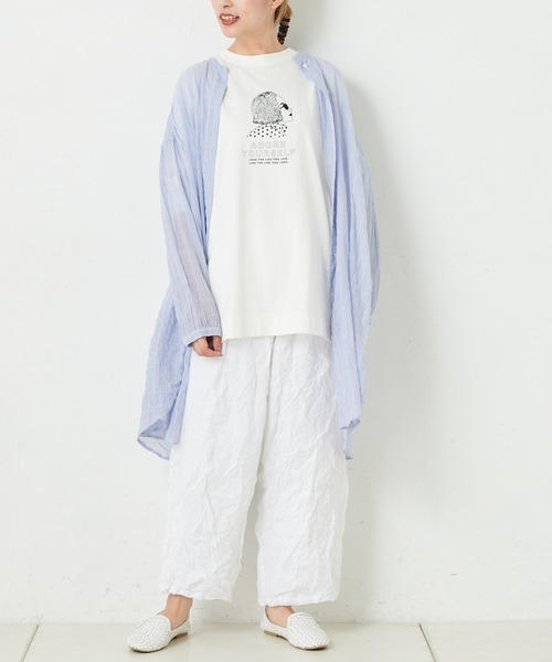 PUAL CE CIN(ピュアルセシン)の「ボイルクリンクルパンツ(その他パンツ・レディース・グリーン/ネイビー/ホワイト/ブラック/グレイッシュベージュ・FREE)」の16枚目の写真