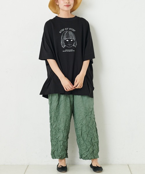 PUAL CE CIN(ピュアルセシン)の「ボイルクリンクルパンツ(その他パンツ・レディース・グリーン/ネイビー/ホワイト/ブラック/グレイッシュベージュ・FREE)」の9枚目の写真