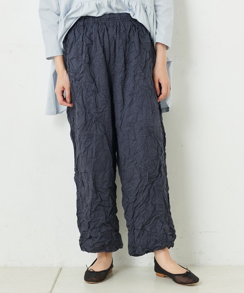 PUAL CE CIN(ピュアルセシン)の「ボイルクリンクルパンツ(その他パンツ・レディース・グリーン/ネイビー/ホワイト/ブラック/グレイッシュベージュ・FREE)」の17枚目の写真