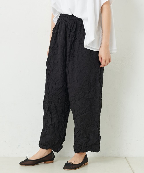 PUAL CE CIN(ピュアルセシン)の「ボイルクリンクルパンツ(その他パンツ・レディース・グリーン/ネイビー/ホワイト/ブラック/グレイッシュベージュ・FREE)」の11枚目の写真