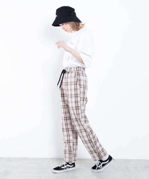 WEGO（ウィゴー）の「WEGO/チェックイージーワイドパンツ（スラックス・レディース・グレー系その他2/ベージュ系その他2/ベージュ系その他3・SMALL/MEDIUM）」の6枚目の写真