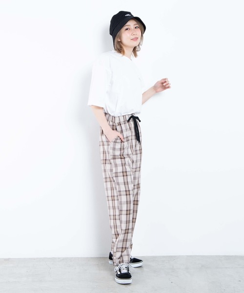 WEGO（ウィゴー）の「WEGO/チェックイージーワイドパンツ（スラックス・レディース・グレー系その他2/ベージュ系その他2/ベージュ系その他3・SMALL/MEDIUM）」の4枚目の写真