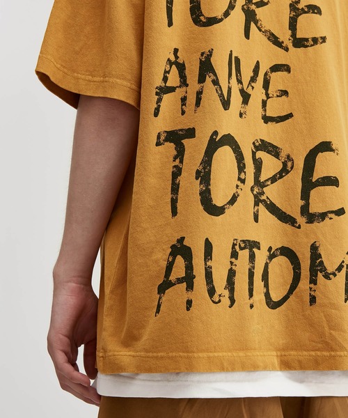 INFLATION(インフレーション)の「INFLATION(インフレーション)ドロップスリーブプリントTシャツ(Tシャツ/カットソー・メンズ・グレー/グリーン/ブルー/イエロー・M/L/XL)」の6枚目の写真