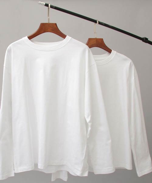 UNIVERSAL OVERALL(ユニバーサルオーバーオール)の「UNIVERSAL OVERALL / ユニバーサルオーバーオール / 2パック 7.5オンス ワイドシルエット ロングスリーブTシャツ / WIDE HEAVY 2PACK LONG SLEEVE TEE(Tシャツ/カットソー・メンズ・ホワイト/ブラック・S/M/L/XL)」の2枚目の写真