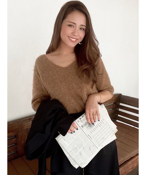 RESEXXY（リゼクシー）の「【IS】モヘア風ニットトップス（ニット/セーター・レディース・ブラック/ブラウン/オフホワイト・FREE）」の11枚目の写真