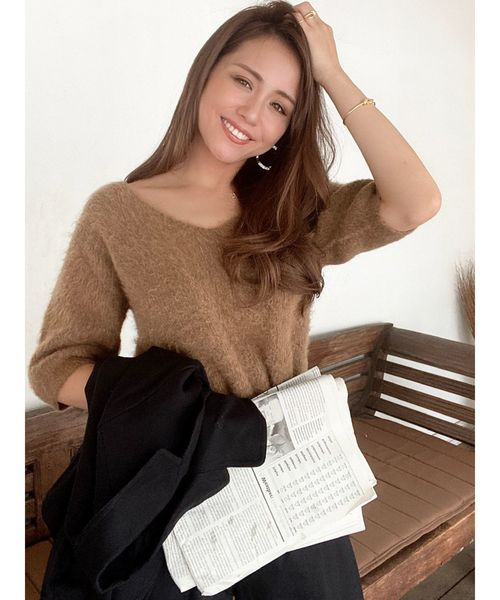 RESEXXY（リゼクシー）の「【IS】モヘア風ニットトップス（ニット/セーター・レディース・ブラック/ブラウン/オフホワイト・FREE）」の21枚目の写真