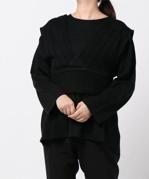 KOBE LETTUCE（コウベレタス）の「[ 2点セット ]ニットアンサンブル（ニット/セーター・レディース・ブラック/ブラウン/アイボリー・FREE）」の3枚目の写真