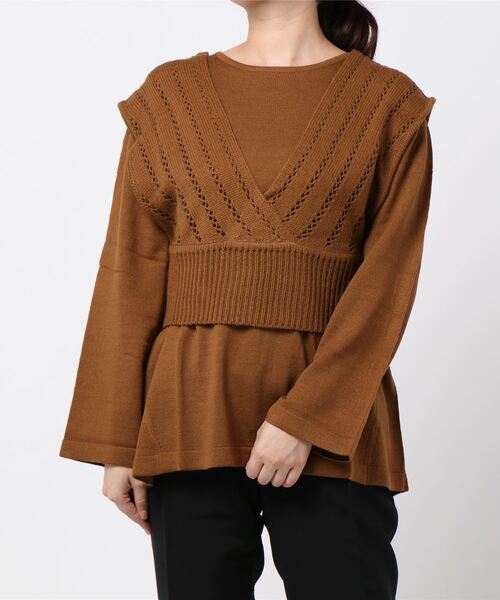 KOBE LETTUCE（コウベレタス）の「[ 2点セット ]ニットアンサンブル（ニット/セーター・レディース・ブラック/ブラウン/アイボリー・FREE）」の6枚目の写真