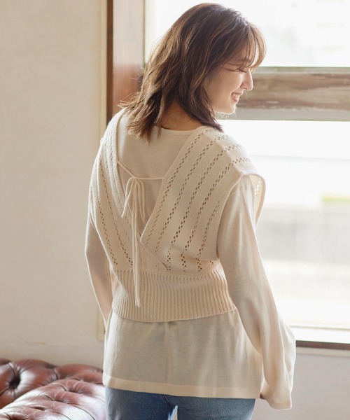 KOBE LETTUCE（コウベレタス）の「[ 2点セット ]ニットアンサンブル（ニット/セーター・レディース・ブラック/ブラウン/アイボリー・FREE）」の12枚目の写真