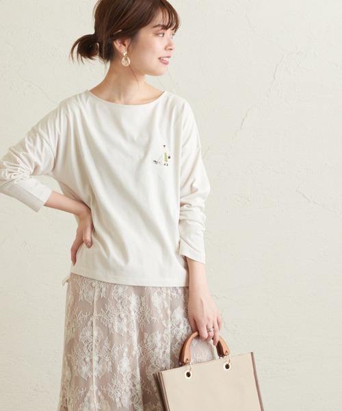 natural couture（ナチュラルクチュール）の「Autumn girl ミニ刺繍ロンT（Tシャツ/カットソー・レディース・アイボリー/モカ/ラベンダー/その他1/その他2・FREE）」の7枚目の写真