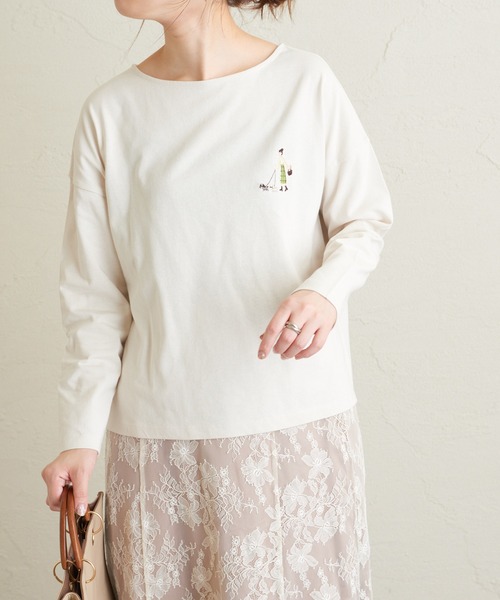 natural couture（ナチュラルクチュール）の「Autumn girl ミニ刺繍ロンT（Tシャツ/カットソー・レディース・アイボリー/モカ/ラベンダー/その他1/その他2・FREE）」の6枚目の写真