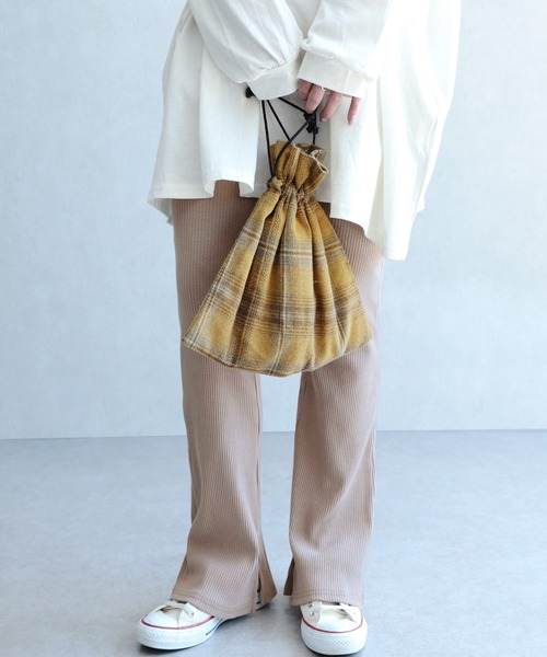 reca（レカ）の「チェック柄 巾着バッグ（ショルダーバッグ・レディース・ブルー/イエロー・ONE SIZE）」の14枚目の写真