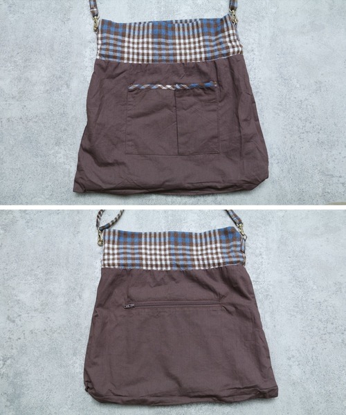 reca（レカ）の「チェック柄 巾着バッグ（ショルダーバッグ・レディース・ブルー/イエロー・ONE SIZE）」の8枚目の写真