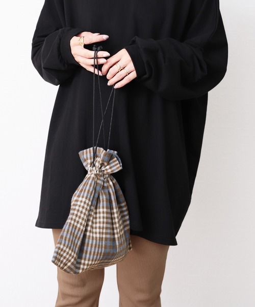 reca（レカ）の「チェック柄 巾着バッグ（ショルダーバッグ・レディース・ブルー/イエロー・ONE SIZE）」の19枚目の写真