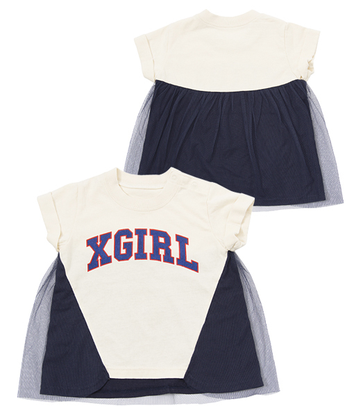 X-girl Stages(エックスガールステージス)の「GIRLY S/S TEE (4T~7T)(Tシャツ/カットソー・キッズ・ネイビー/チャコール/ホワイト・5T/7T/6T/4T)」の2枚目の写真