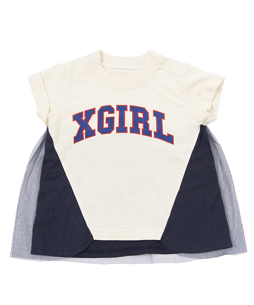 X-girl Stages(エックスガールステージス)の「GIRLY S/S TEE (4T~7T)(Tシャツ/カットソー・キッズ・ネイビー/チャコール/ホワイト・5T/7T/6T/4T)」の4枚目の写真