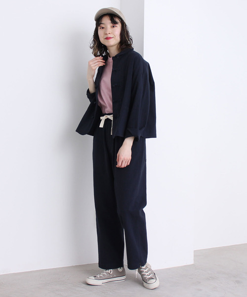 PAR ICI シボコットン　切り替えパンツ PAR ICI（パーリッシィ）の「シボコットン 切り替えパンツ