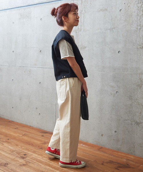 PAR ICI シボコットン　切り替えパンツ PAR ICI（パーリッシィ）の「シボコットン イージーパンツ