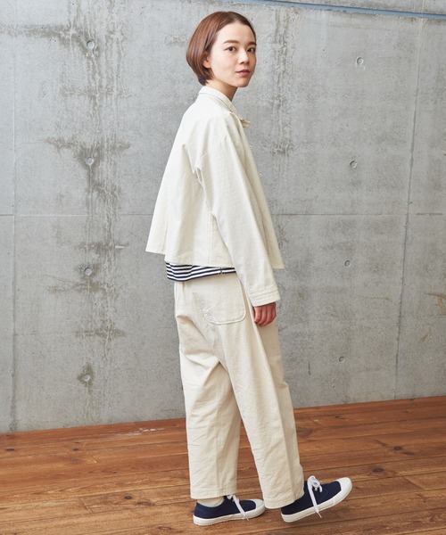 PAR ICI シボコットン　切り替えパンツ セール】シボコットン 切り替えパンツ (セットアップ対応
