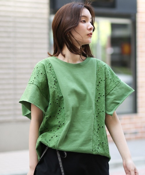 チチカカ（チチカカ）の「USAコットンxPETリサイクル プルオーバー（Tシャツ/カットソー・レディース・ホワイト/ブラック/グリーン・FREE）」の3枚目の写真